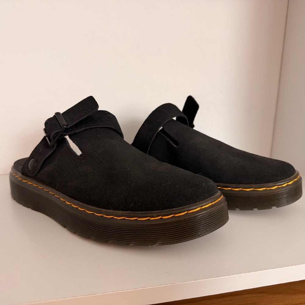 Dr. Martens Black Suede Women’s Slip-Ons